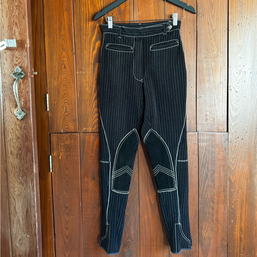FW 1993 Jean Paul Gaultier Homme B&W Pinstripe Wool Riding Pants